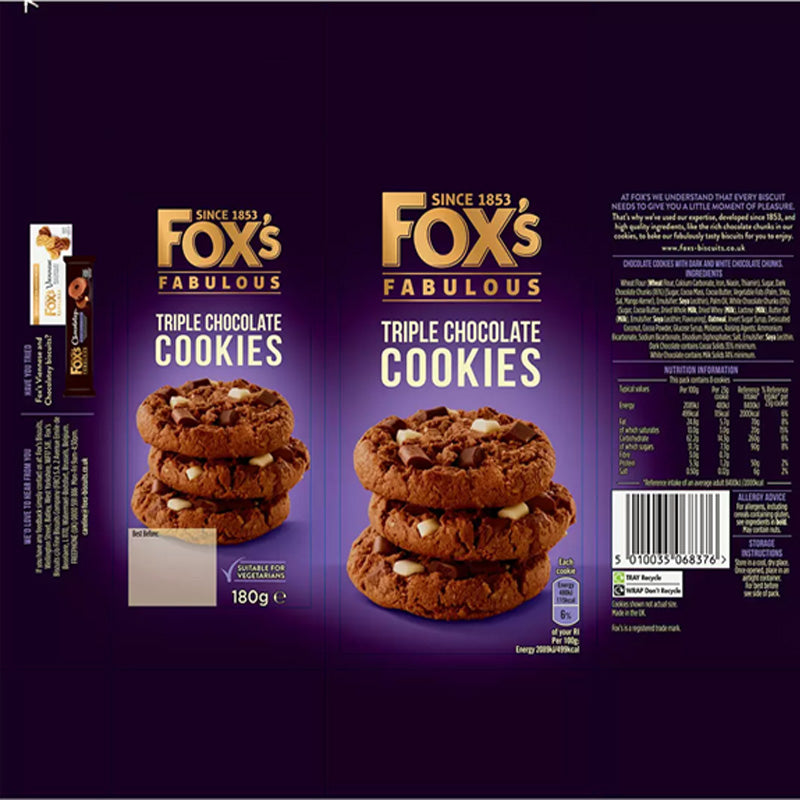 Fox’s Fabulous Cookies Assortment 8 x 180g | Triple & Milk Chocolate