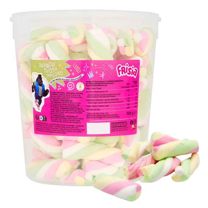Frisia Rainbow Twister Mallows Marshmallows 680g (Box of 6 Tubs)