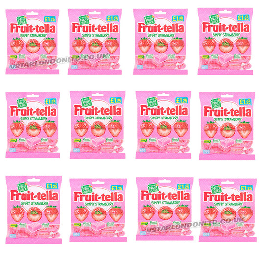 Fruit-tella Simply Strawberry Vegan Chewy Sweets 135g PMP Pack (Box of 12 Packs)