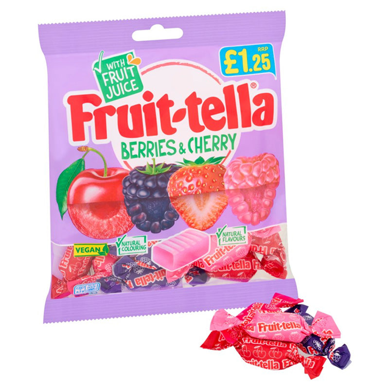 Fruit-tella Chewy Sweets 135g Berries Cherry Strawberry Mixed Bags (12, 24 & 36 Bags)