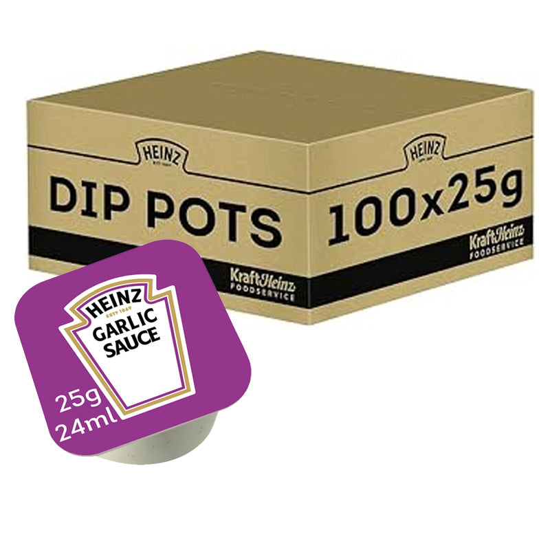 Heinz Garlic Sauce Dip Pots 25g x 100 Single Serve Dipping Sauce
