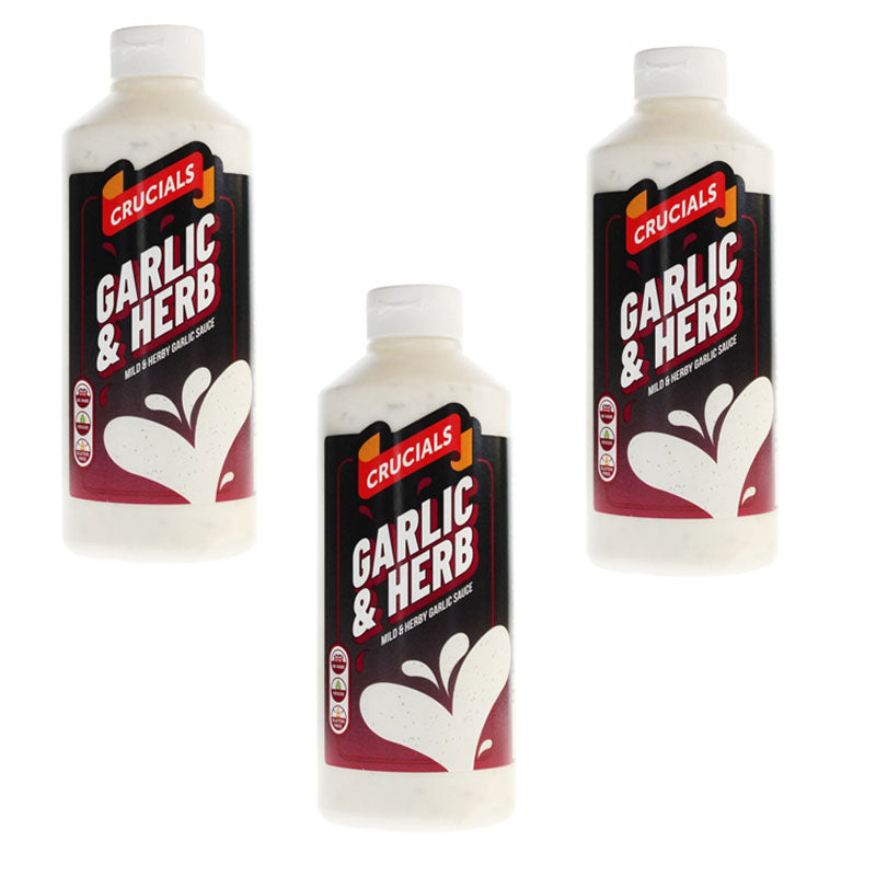 Crucials Garlic & Herb Sauce 500ml Bottles (Box of 3 Bottles)