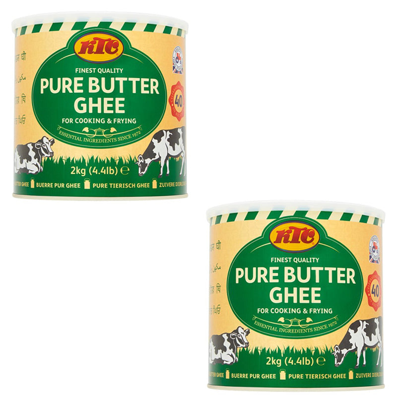 KTC Pure Butter Ghee 2kg Finest Quality Vegetarian Cooking Ghee (Box of 2 & 4 Cans)