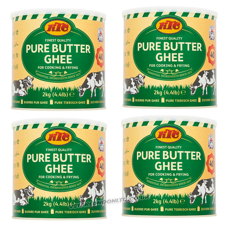 KTC Pure Butter Ghee 2kg Finest Quality Vegetarian Cooking Ghee (Box of 2 & 4 Cans)