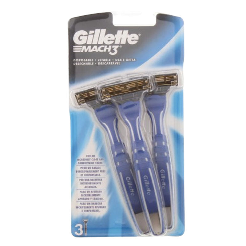 Gillette Mach3 Disposable Razors 3 Pack | Men's Triple Blade Shaving Razors