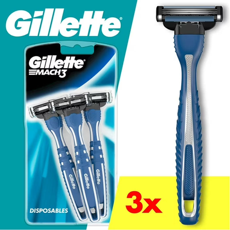 Gillette Mach3 Disposable Razors 3 Pack | Men's Triple Blade Shaving Razors