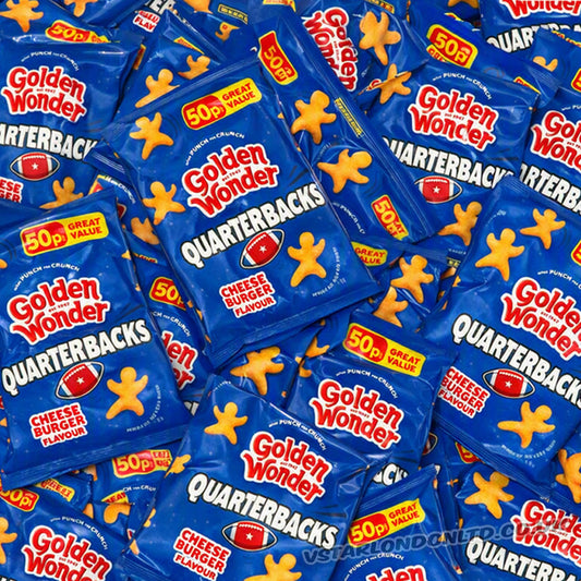 Golden Wonder Quarterbacks Cheeseburger Flavour Maize Snacks 27g (15 & 30 Packs)