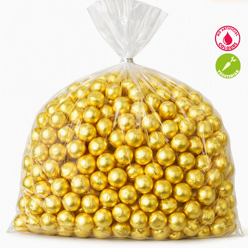 Kinnerton Gold Foiled Chocolate Balls 1kg - 3kg Milk Chocolate Wedding Favours Gold Foil Party Chocolate