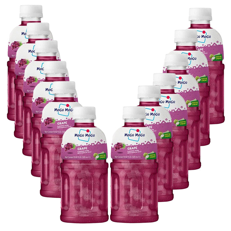 Mogu Mogu Grape Flavoured Drink with Nata de Coco 320ml (12 & 24 Bottles)