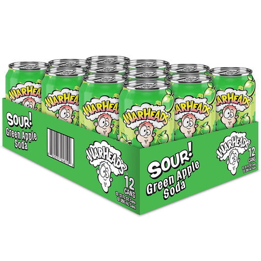 Warheads Sour Green Apple Soda 12 x 355ml Cans
