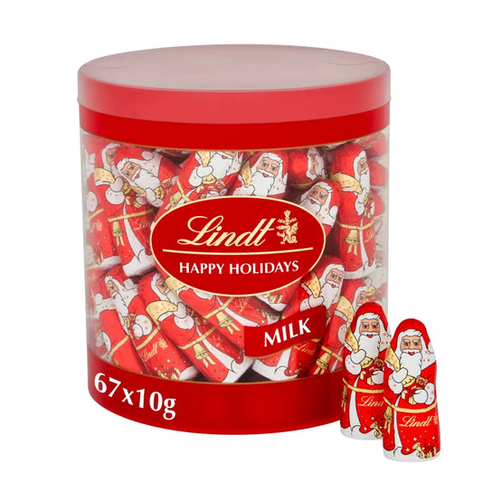 Lindt Milk Chocolate Santa Mini Tub 67 x 10g