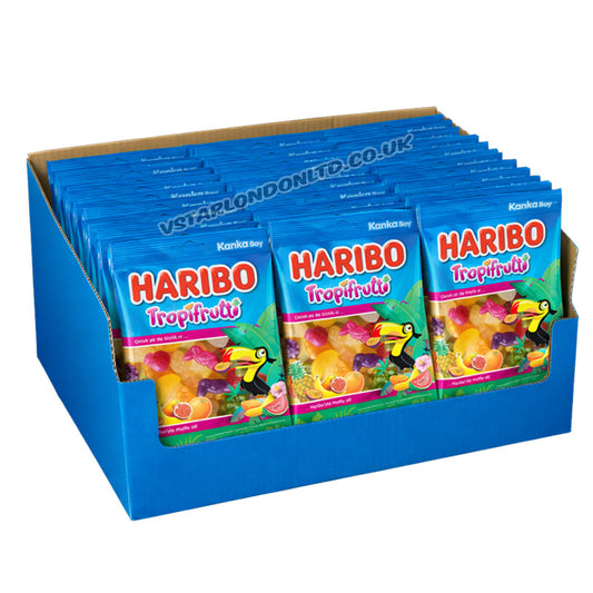 Haribo Halal Tropifrutti 80g Tropical Fruit Flavour Jelly Sweets (Box of 24 packs)