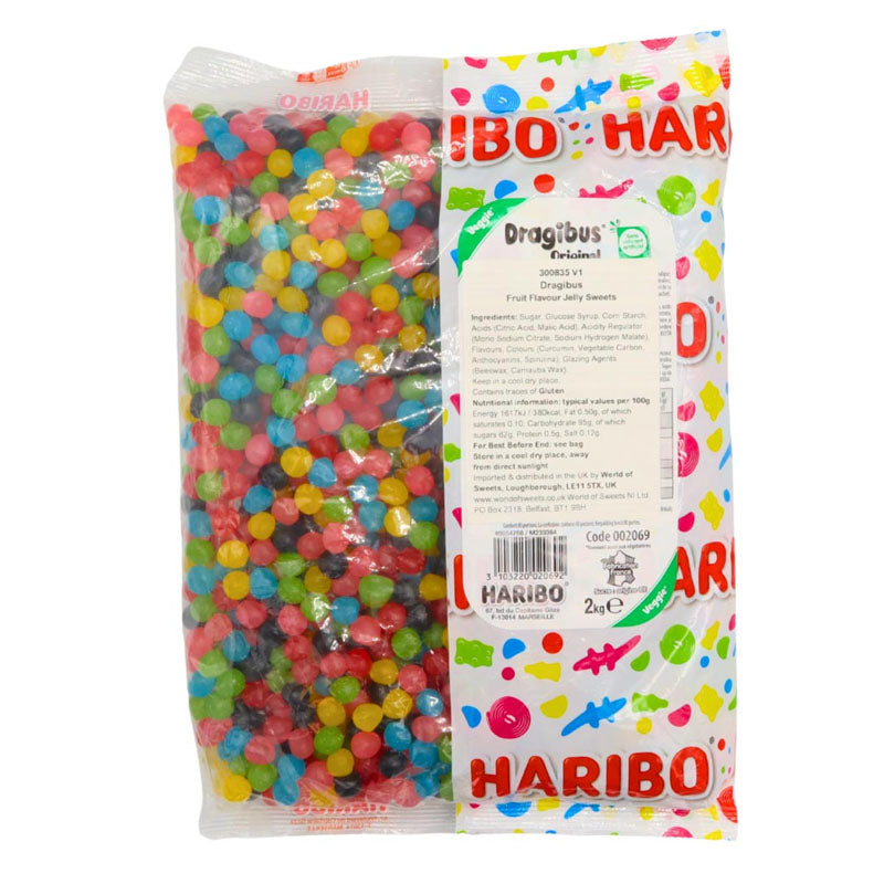 Haribo Dragibus Original Fruit Flavour Sweets 2kg Bag | Colourful Pick n Mix Candy