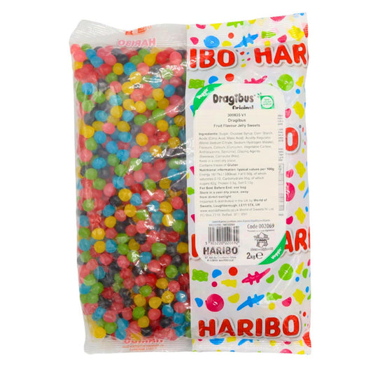 Haribo Dragibus Original Fruit Flavour Sweets 2kg Bag | Colourful Pick n Mix Candy