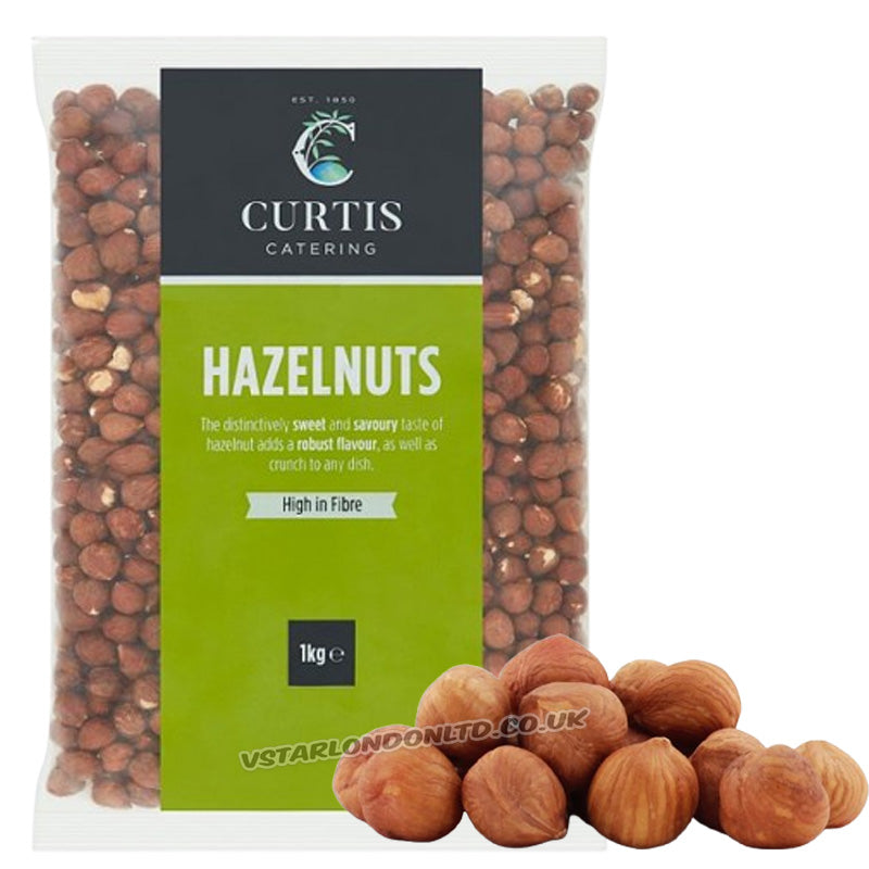 Curtis Catering Raw Hazelnuts 1kg – High Fibre Vegetarian Nuts (Box of 3 & 6 Packs)