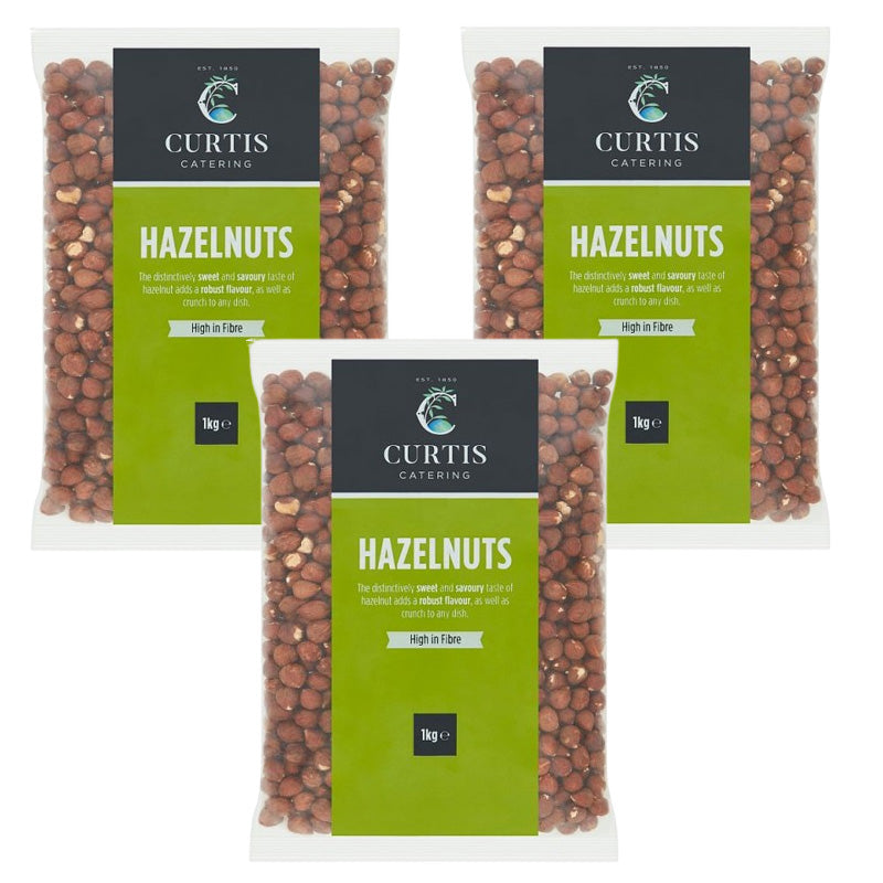 Curtis Catering Raw Hazelnuts 1kg – High Fibre Vegetarian Nuts (Box of 3 & 6 Packs)