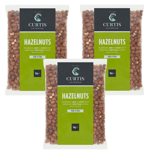 Curtis Catering Raw Hazelnuts 1kg – High Fibre Vegetarian Nuts (Box of 3 & 6 Packs)