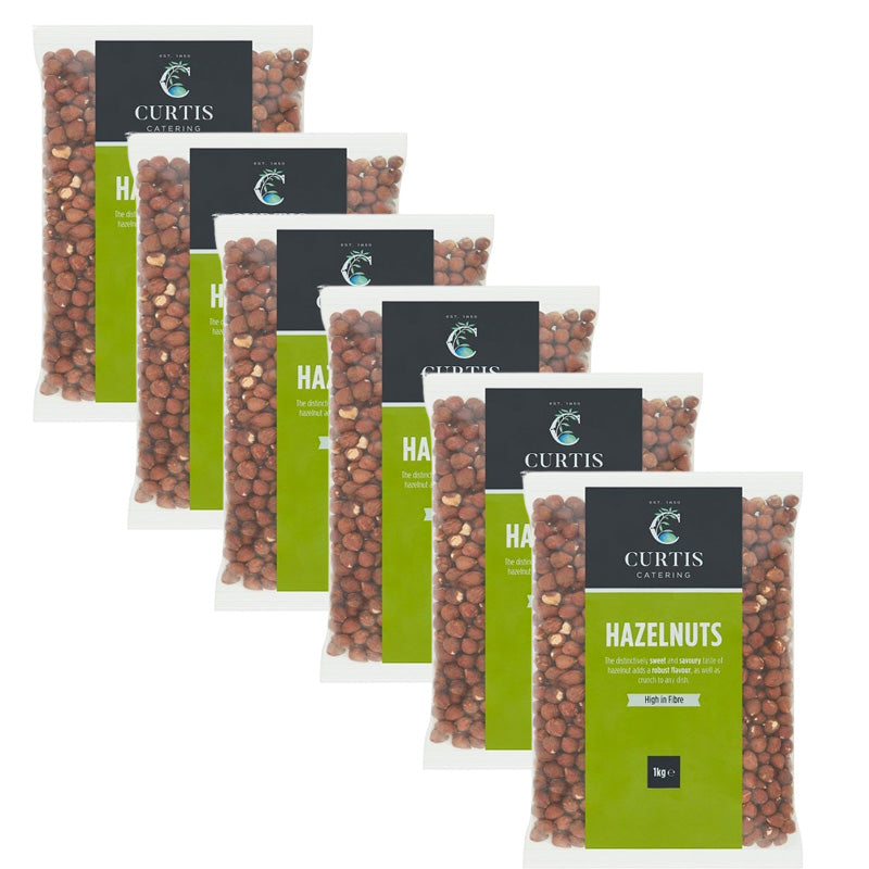 Curtis Catering Raw Hazelnuts 1kg – High Fibre Vegetarian Nuts (Box of 3 & 6 Packs)