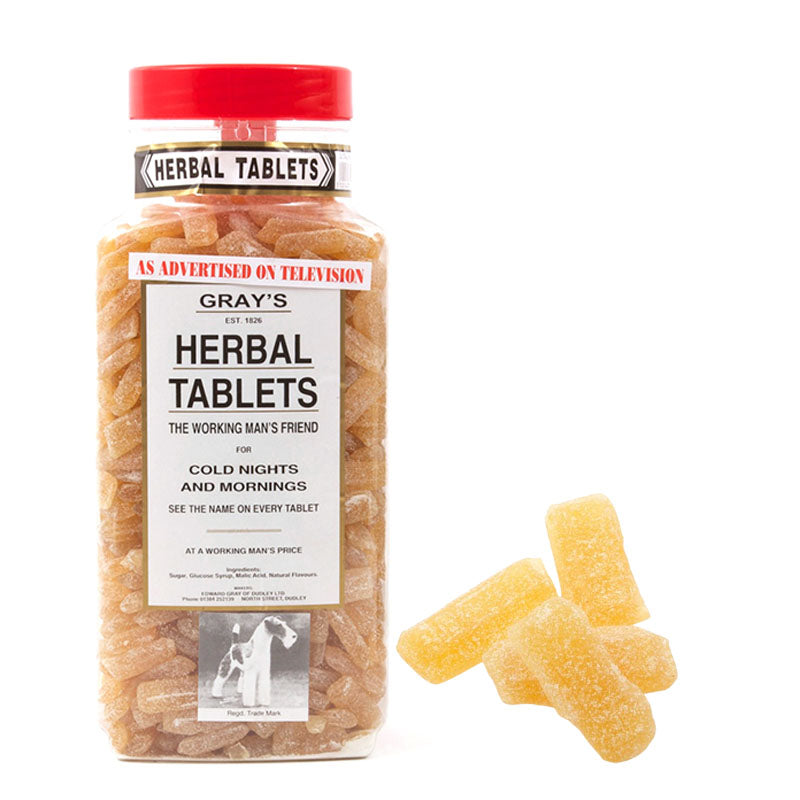 Grays Herbal Tablets Hard Boiled Sweets 2.72kg Jar Traditional Herbal Bulk Candy