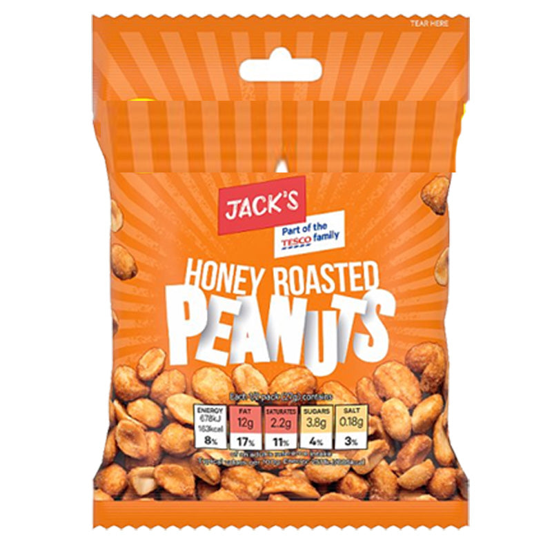 Jack's Roasted Peanuts 55g x 24 Packs – Honey Roasted, Chilli & Dry Roasted