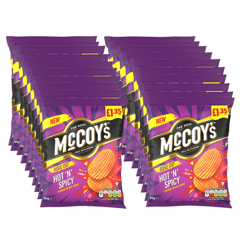 McCoy's Hot 'N' Spicy Sharing Crisps 65g PMP Packs (Box of 20)