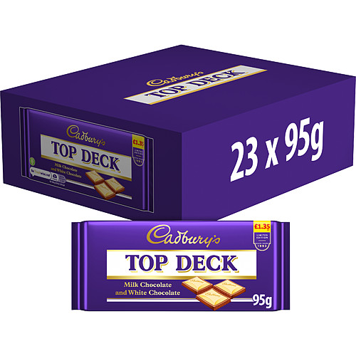 Cadbury's Limited Edition Top Deck Milk Chocolate and White Chocolate 95g PMP (Box of 23)