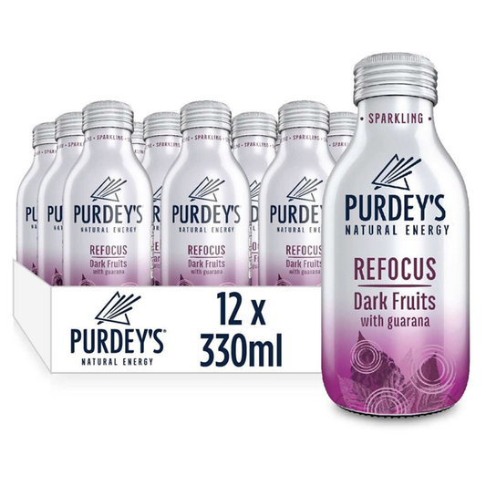 Purdey's Natural Energy Refocus Sparkling Dark Fruits with Guarana Bottles 12 x 330ml