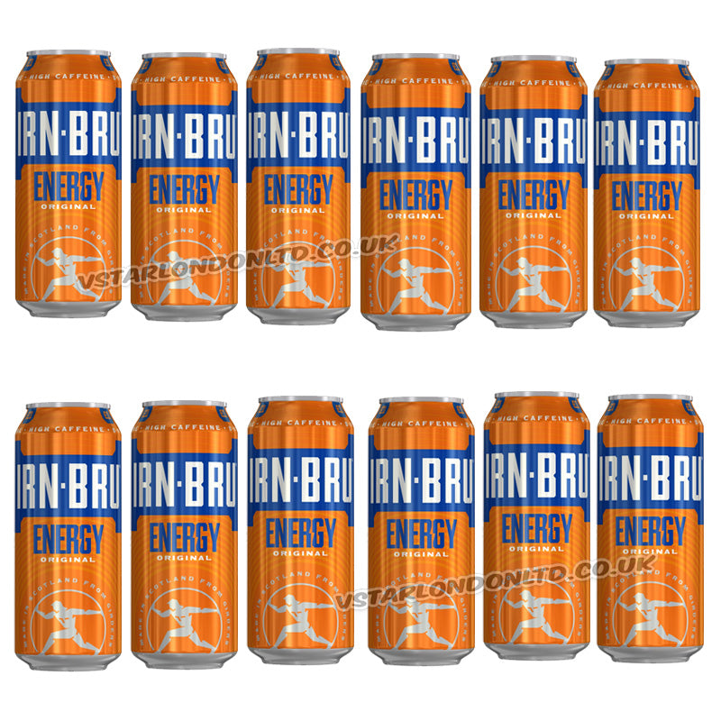 IRN-BRU Energy Drink Can 500ml PMP Soft Drink (Box of 12 Cans)