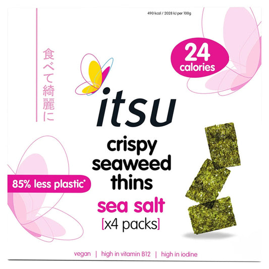 Itsu Sea Salt Crispy Seaweed Thins Multipack 5 Packs (4 x 5g) Savoury Seaweed Snacks