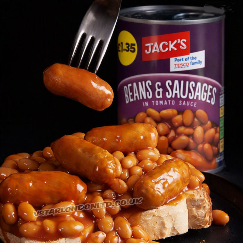 Jack’s Baked Beans & Pork Sausages in Tomato Sauce 395g – (Box of 6 Cans)