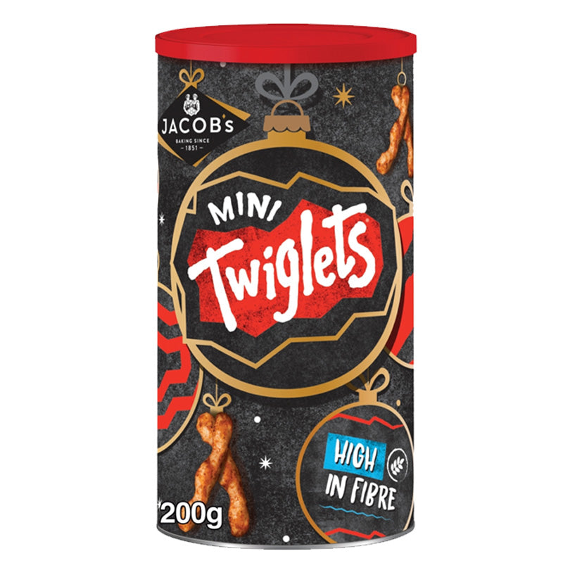 Jacob's Mini Twiglets Caddy 200g x 6 Tins – Crunchy Wholewheat Snacks