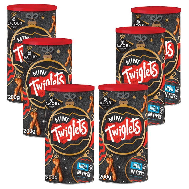 Jacob's Mini Twiglets Caddy 200g x 6 Tins – Crunchy Wholewheat Snacks