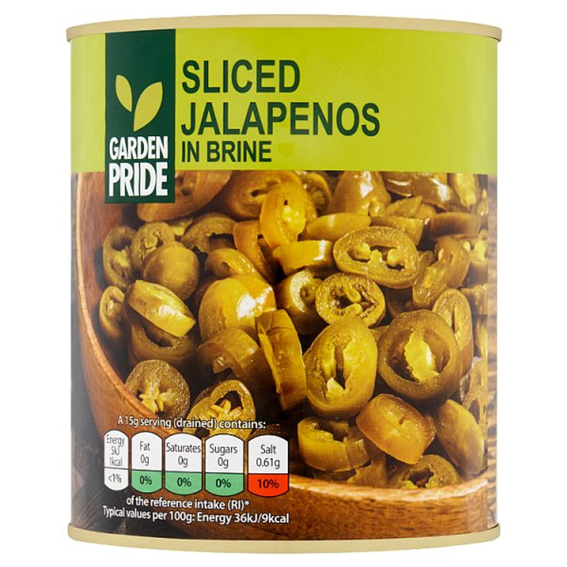 Garden Pride Sliced Jalapenos in Brine 820g Tin | 30 Servings | Vegetarian