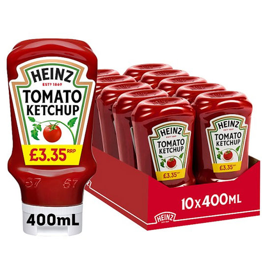 Heinz Tomato Ketchup 400ml x 10 Bottles | Vegan Gluten Free Sauce