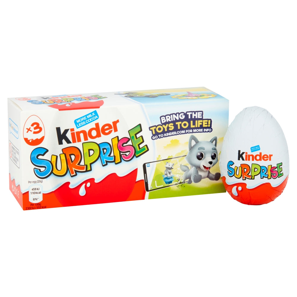 Kinder Surprise Milk Chocolate Eggs With Toy Multipack 63g(3 x 20g Eggs)