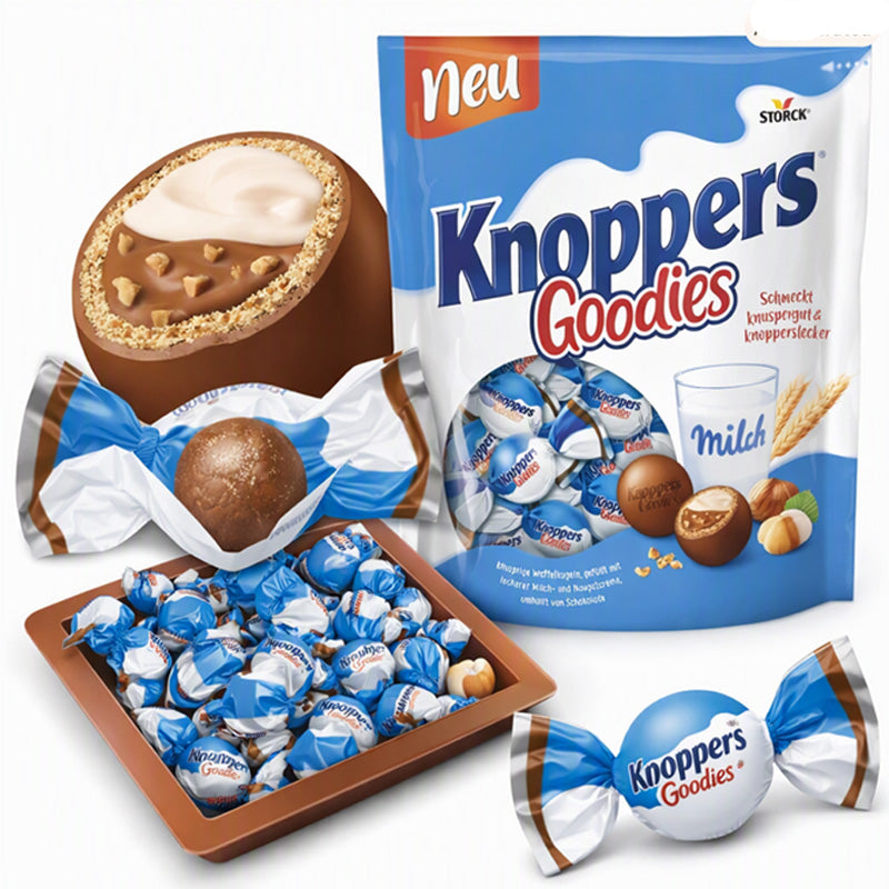 Knoppers Goodies 180g Milk Chocolate Wafer Hazelnut Chocolate Bags (Box of 7 & 14 packs)
