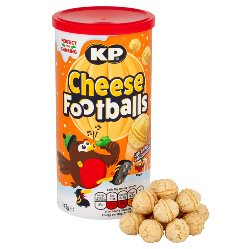 KP Cheese Footballs 142g Crispy Cheesy Wafer Snacks (Box of 6 Tins)