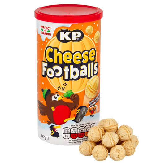 KP Cheese Footballs 142g Crispy Cheesy Wafer Snacks (Box of 6 Tins)