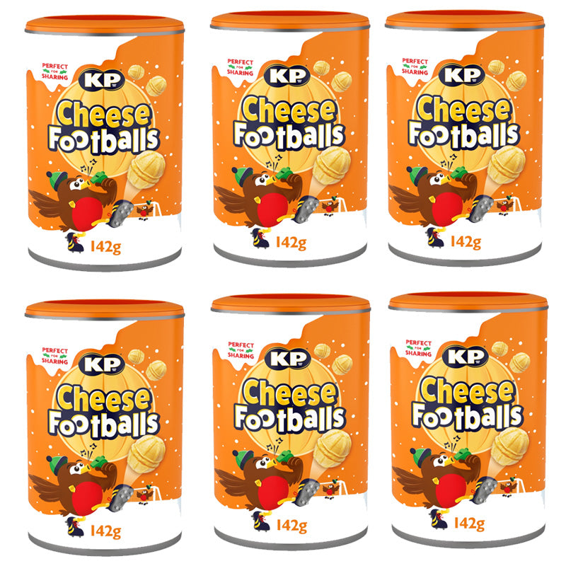 KP Cheese Footballs 142g Crispy Cheesy Wafer Snacks (Box of 6 Tins)