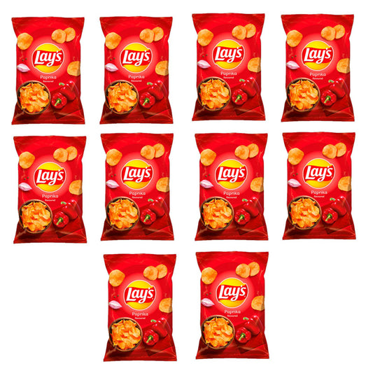 Lays Paprika Crisps 130g Bag Paprika Flavoured Potato Chips (Pack of 10 & 21)