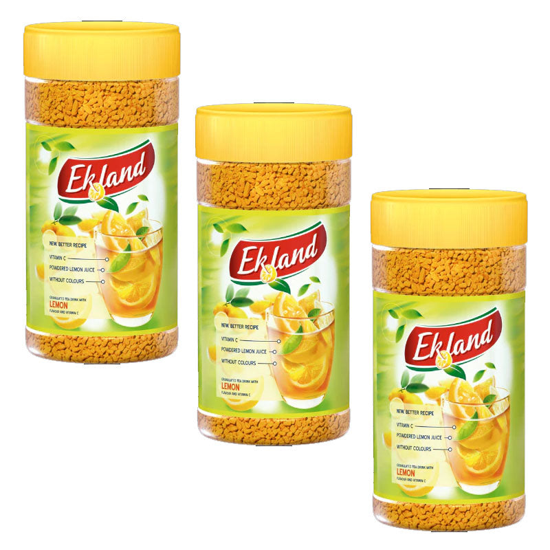 Ekland Instant Tea Drink Assorted Flavours 350g | Raspberry Lemon Peach Multivitamin Forest Fruit | 3 & 6 Bottles Pack