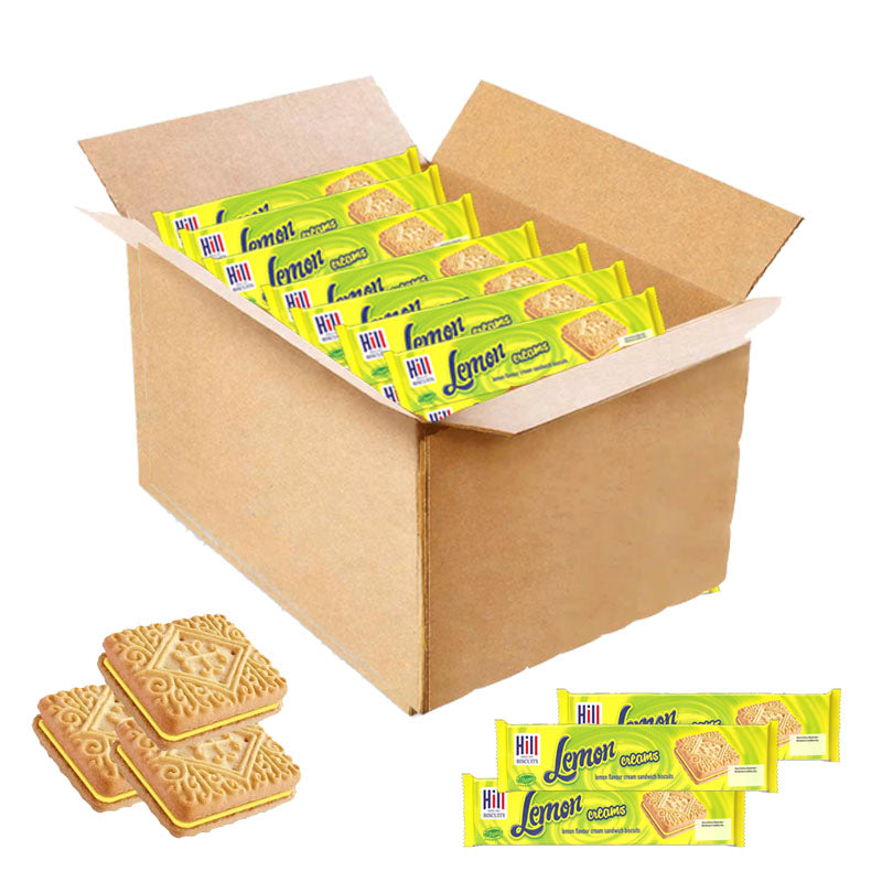 Hill Lemon Cream Biscuits 150g – Crispy Lemon Cream Sandwich Biscuits (12, 24 & 36 Packs)