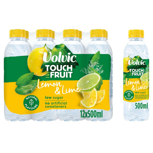 Volvic Touch of Fruit Low Sugar Lemon & Lime Natural Flavoured Water 12 x 500ml