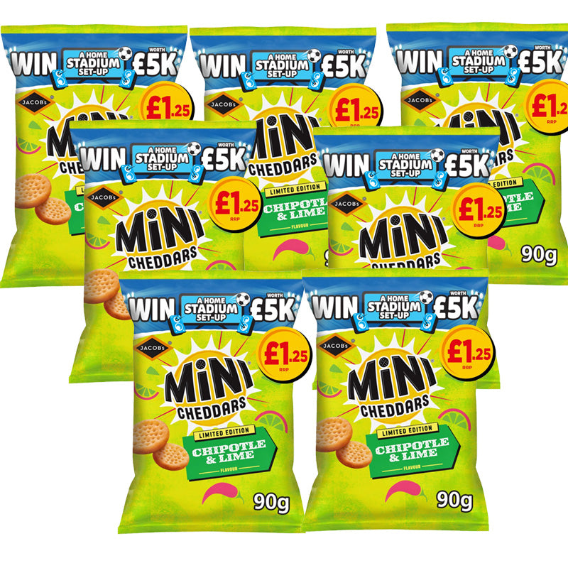 Mini Cheddars Limited Edition Chipotle & Lime 90g PMP (7 & 15 Packs) – Cheese Snack Biscuits