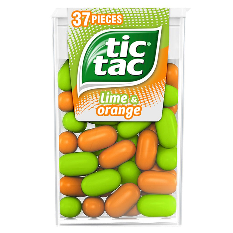 Tic Tac Lime & Orange Mint Sweets 18g x 24 Packs – 37 Sweets Per Pack