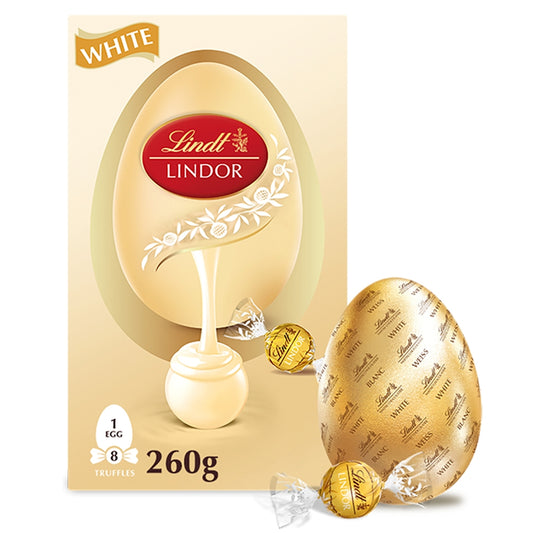 Lindt Lindor White Chocolate Egg With Lindor White Truffles 260g