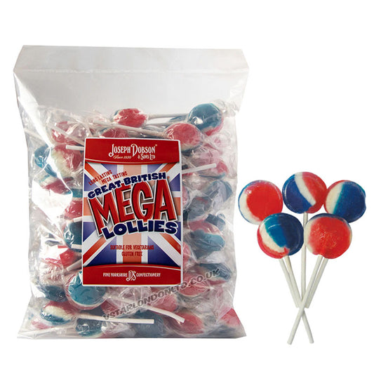 Dobsons Wrapped Great British Mix Mega Lollies 1.9kg | Bulk Fruit Halal Lollies