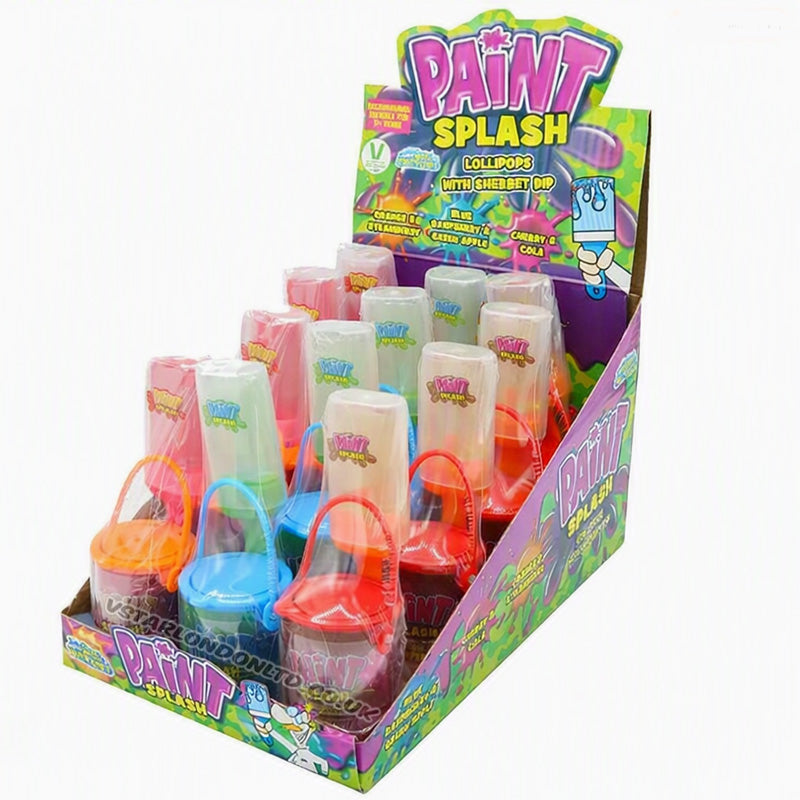 Crazy Candy Factory Paint Splash Lollipops 12 Count – Sherbet Dip & Paint Brush