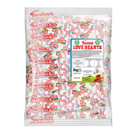 Swizzels Love Hearts Mini Rolls Fruit Flavour Fizzy Sweets Bulk Bag 3kg