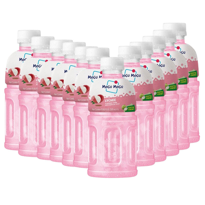 Mogu Mogu Lychee Flavoured Drink with Nata de Coco 320ml (12 & 24 Bottles)